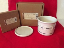 Longaberger CLASSIC BLUE Pint Crock 16 ounce with Ivory Lid made in USA NEW