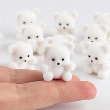 Bulk Lot of 36 Tiny White 1" Flocked Miniature Bears