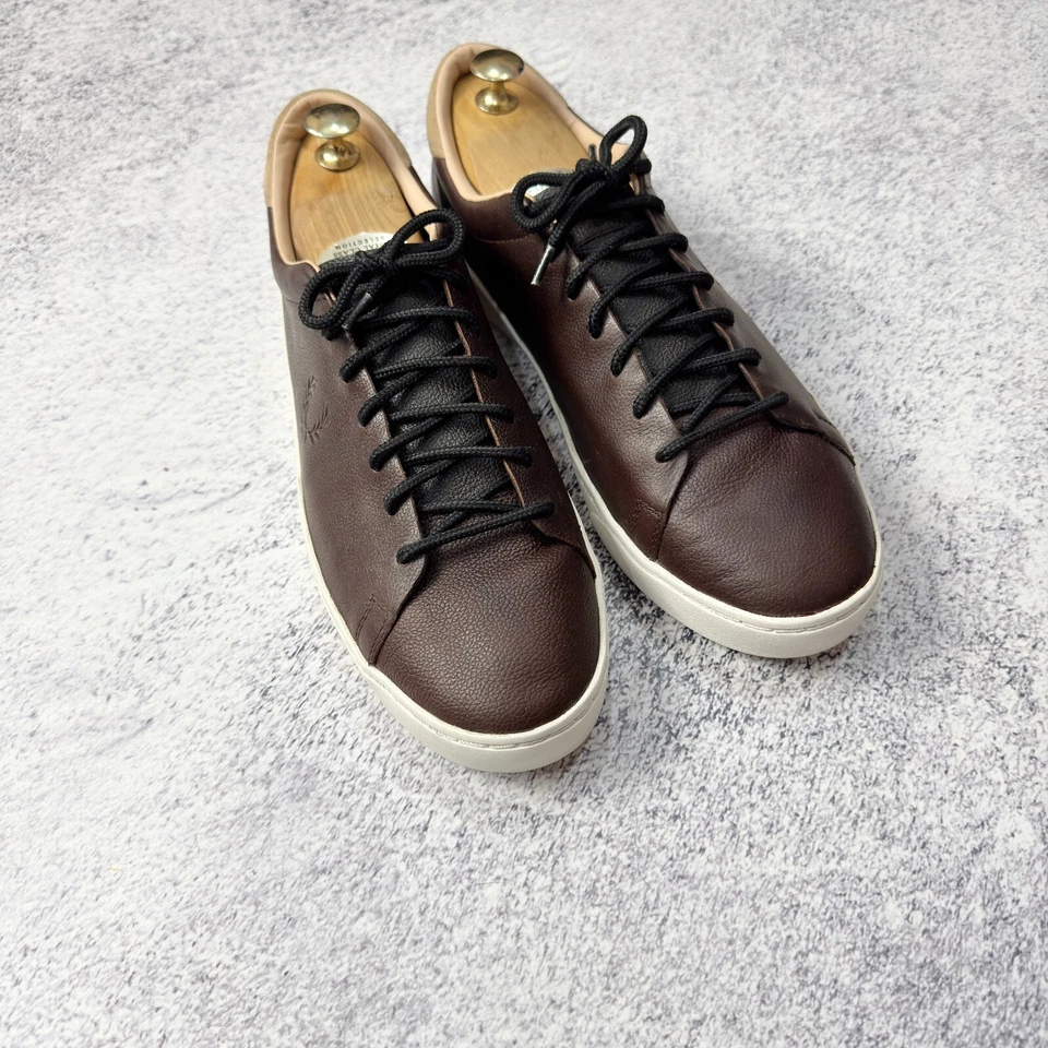 Fred Perry Mens Brown Leather Low Top Sneakers US11 UK10 EU45 29cm - Image 3 of 4
