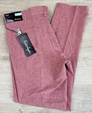 Walter Hagen Men's Hydro-Dri Stretch Golf Pants, 5 Pocket, Slim Fit, Red, 32x32