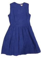 GAP Bright Blue Dress in Textured Pattern 100% Cotton Size 2. High Neck Zip Back