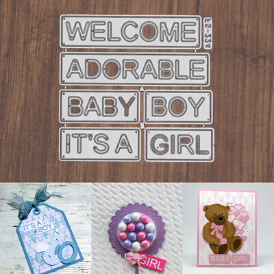 Baby Block Sentiment Words Cutting Dies   Adorable It s a Boy Girl +