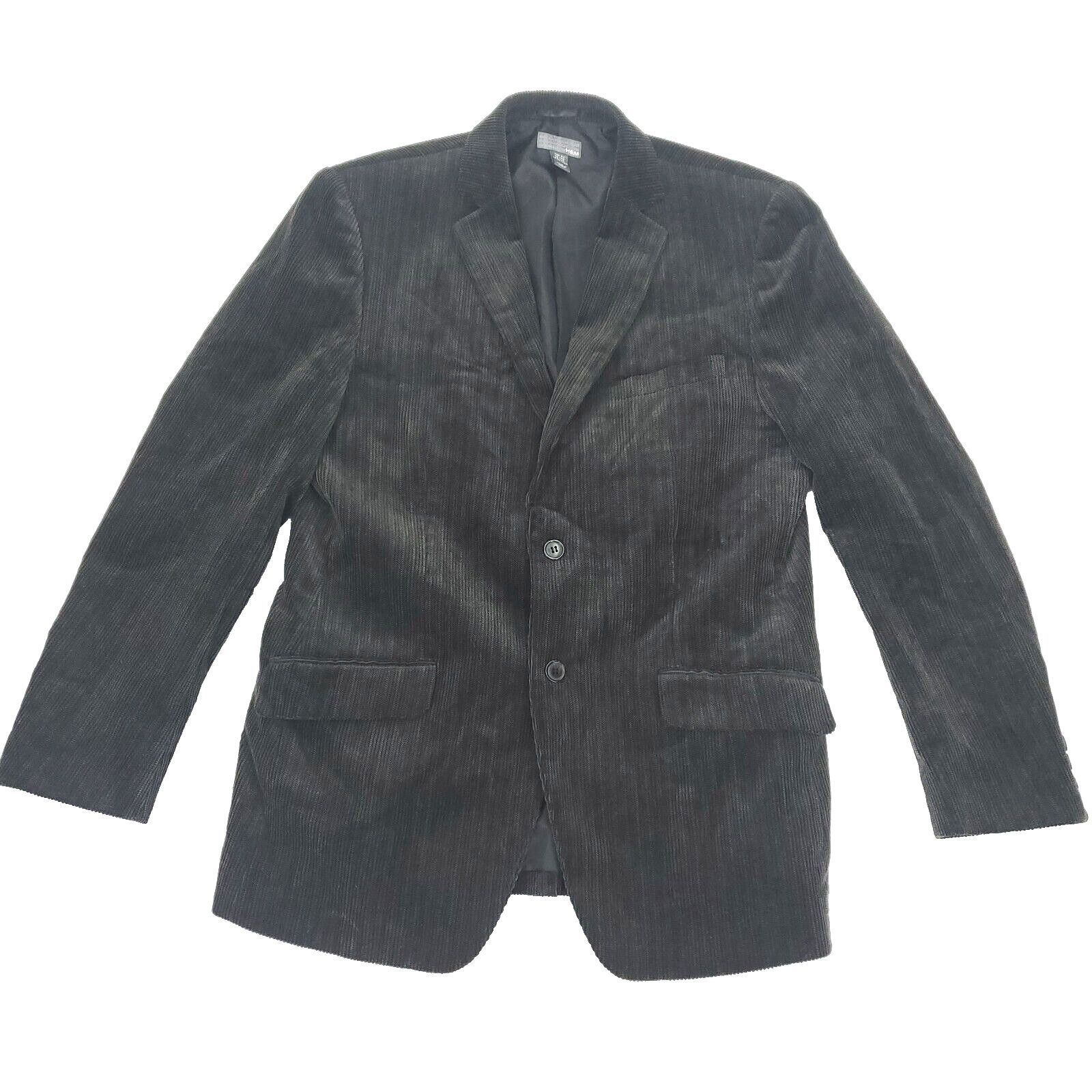 H&M Abrigo Deportivo Pana Chaqueta Para Hombre 44R Negro Bolsillos de Un Solo Pecho Algodón