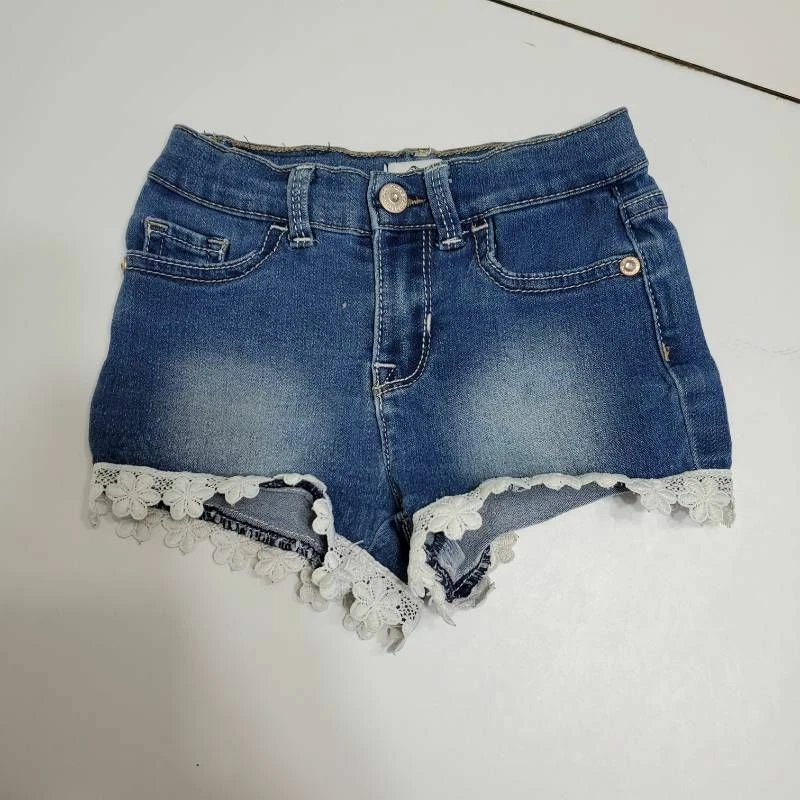 Jordache Girls Denim Shorts Blue Stretch Medium Wash Flat Front
