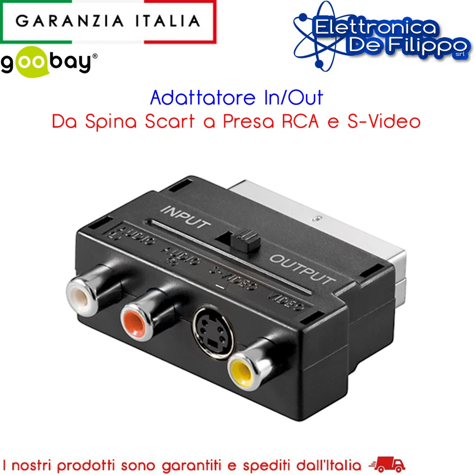 GOOBAY Adattatore In/Out Da Spina Scart a Presa RCA e S-Video