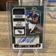 2023 Panini Contenders Colton Dowell Rookie Ticket Auto Green Lazer Titans #159
