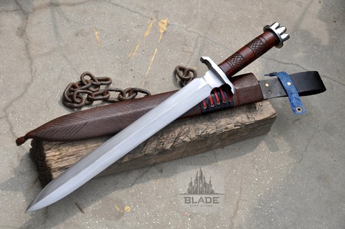Hand Forged Carbon Steel Short Viking Sword Battle Ready Medieval With Scabbard