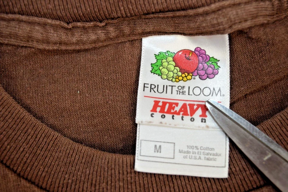 Camiseta Vintage Telar Fruta Talla M Años 90 Marrón Amarillo Pac Hombre Pulgares Arriba Algodón Foto 4 de 4