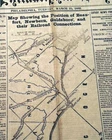 1st Battle of Kernstown Winchester & Beaufort NC MAP Civil War 1862 Newspaper