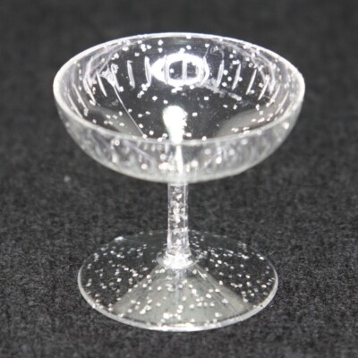 Miniature Plastic Champagne Shot Glass Favor Silver Glitter 6 Piece Lot 12900072