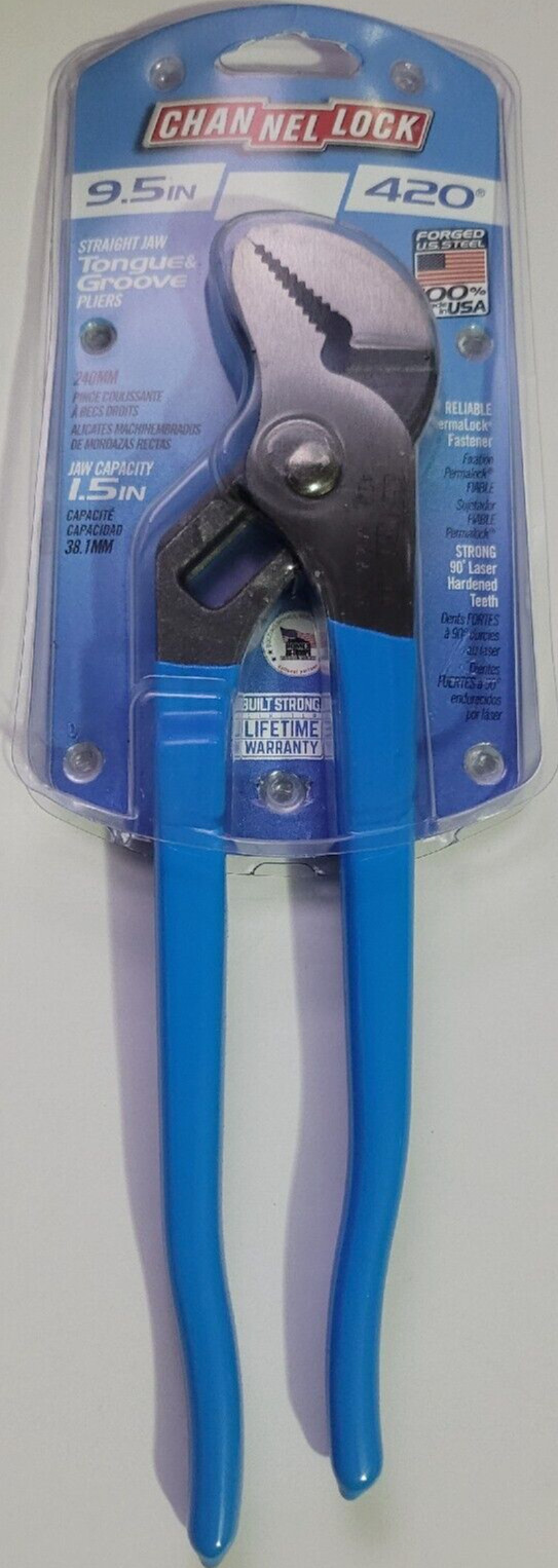 Channellock 420 Tongue Groove V Jaw 9.5″ water pump Plier Made in USA