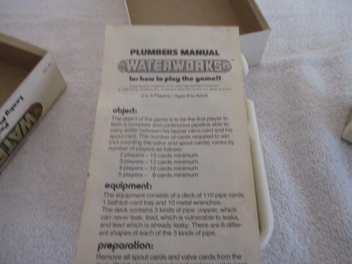 VTG Waterworks Card Game by Parker Brothers 1972 Ed Complete Bathtub Wrenches - Picture 4 of 8