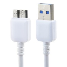 White USB 3.0 Charger Data Cable Cord Lead For Verbatim Portable Hard Drive Disk