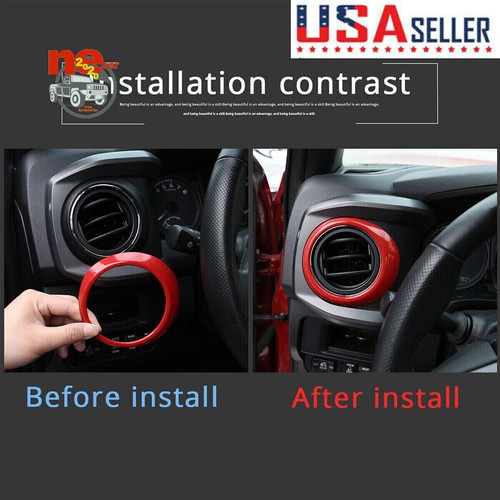 ABS Red Air Condition Vent Outlet Ring Decorate Cover For T@yota T@coma 2016-20 - Imagen 6 de 10