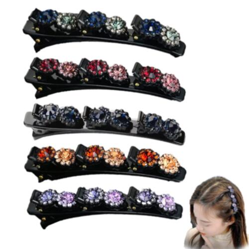 Sparkling Crystal Stone Braided Hair Clips, Double Bangs Hair Clips