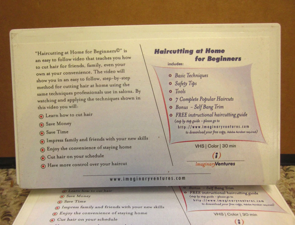 HAIRCUTTING AT HOME styling instructional VHS beginners Self-Bangs Trim fashion - Image 2 of 2