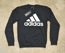Image of ADIDAS MEN'S ESSENTIALS BIG LOGO FLEECE SWEATSHIRT – BLACK COLOR IN SIZE SMALL