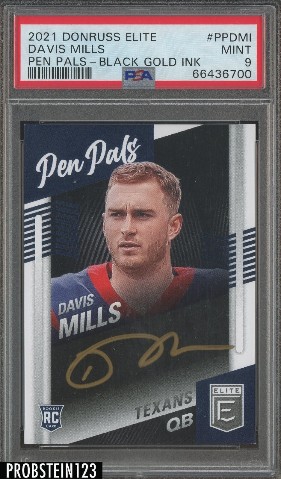 Davis Mills Panini Donruss Elite Pen Pals #PPDMI Black Gold Ink
