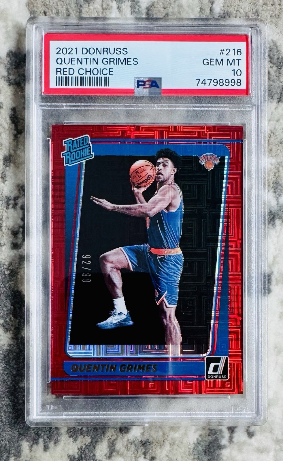 2021-22 Donruss Red Choice /99 Quentin Grimes Rookie PSA 10 SSP RC 🔥 #216