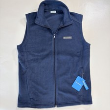 Columbia Steens Mountain Fleece Vest Mens Small Blue Full Zip Outdoor NWT