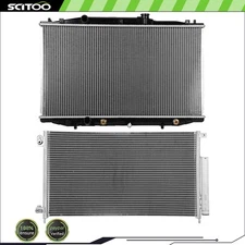 Car Radiator and A/C Condenser Kit Fits 2003 2004 2005 2006 2007 Honda Accord