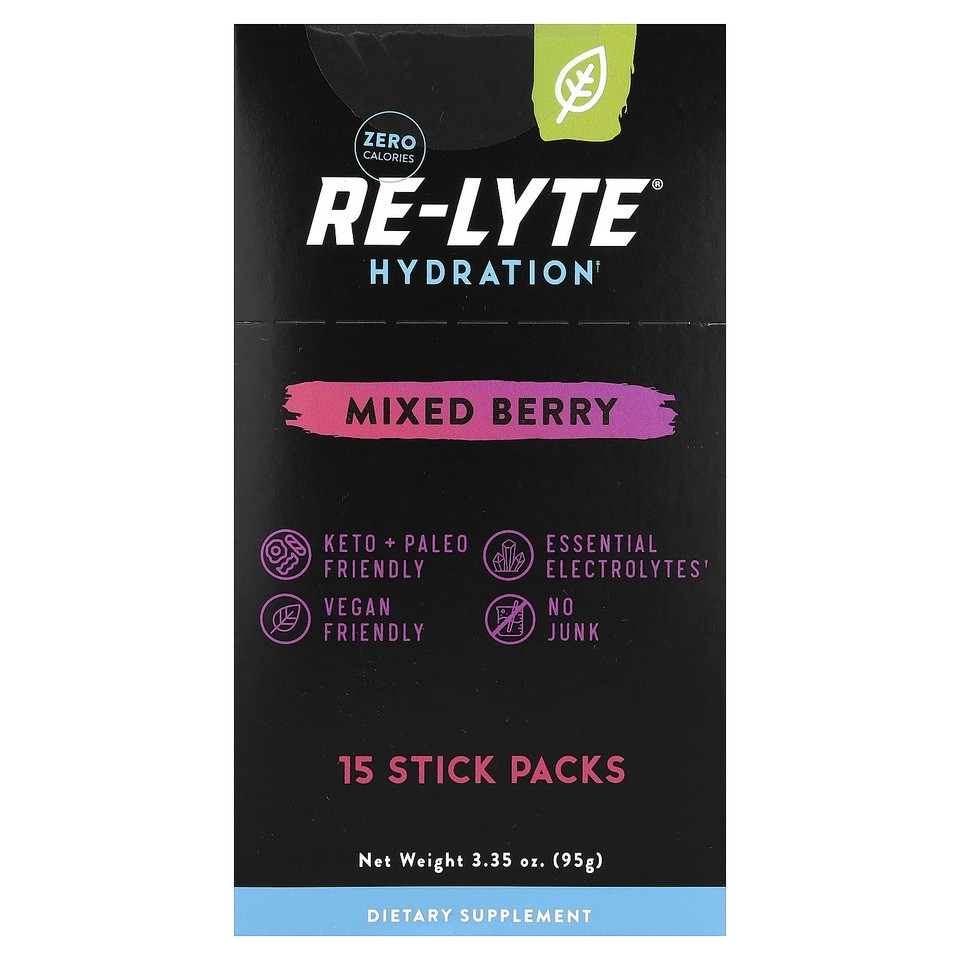 Re-Lyte® Hydration, Mixed Berry, 15 Stick Packs, 0.22 oz (6.3 g) Each