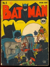 Batman #5 (Former CGC 2.0) Unrestored Golden Age Joker Vintage DC Comic 1941 GD