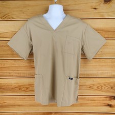 Dagacci Scrubs Top Unisex Size 2XL Brown Cotton Blend Multiple Pockets