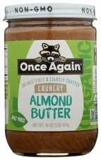 Organic Crunchy Almond Butter 16oz Lightly Toasted Salt Free Unsweetened USDA