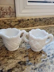 Vintage Miniature Westmoreland White Milk Glass Creamer and Open Sugar Set