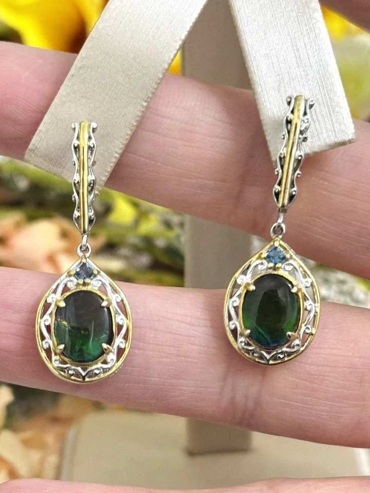 Pendientes colgantes Michael Valitutti NH plata de ley 925 ammolita filigrana Foto 2 de 4