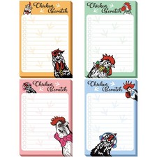 4 Pads Chicken Sticky Notes 4" x 6" Funny Animal Sticky to Do Notepad Chicken...
