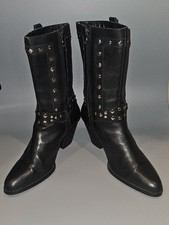 Harley Davidson Women  s Strut 81809 Black Leather Studded Biker Boots 7 M Zip