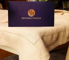 100% Pure Linen Tablecloth 60x120 Elegant Hemstitch Luxury Fabric In White