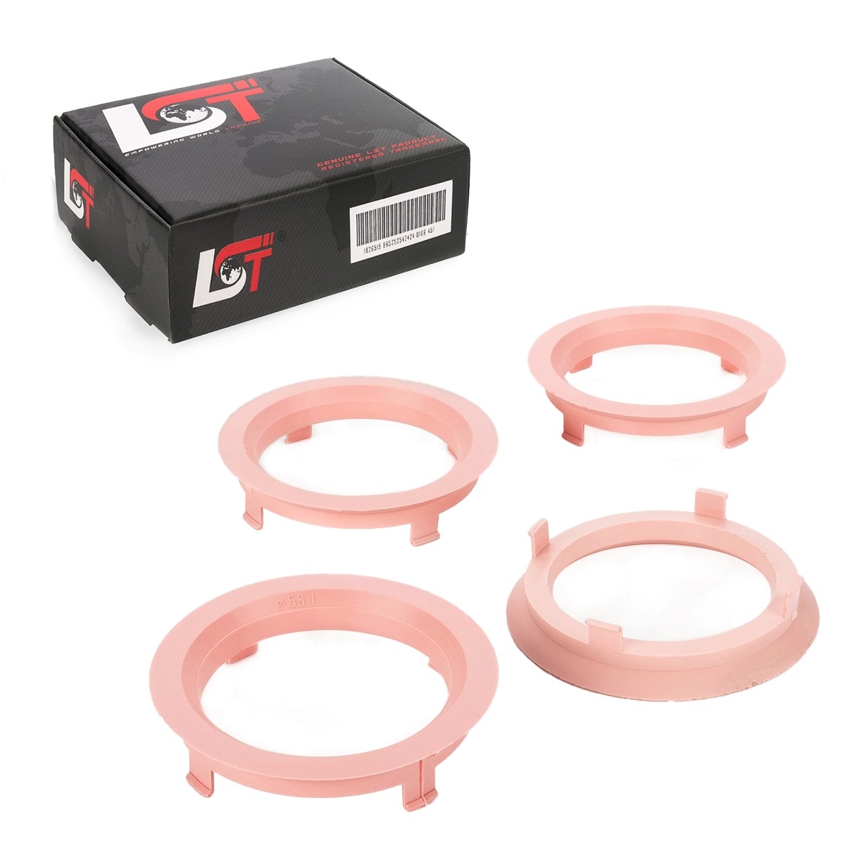 4x Distance Rings Centering Pink Alloy Wheels Ø 58,1 MM - Ø 70,1 for Dacia
