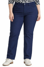 Chaps Comfort Waistband Straight Leg Dark Navy Blue Twill Pants Size 22W