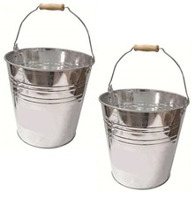 Image of Traditional Strong Galvanised Steel Bucket Pail 12L Capacity - Value Pack of 5