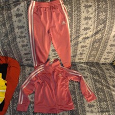 Adidas Girls 2-Piece Tricot Track Suit Pink Size 4 T