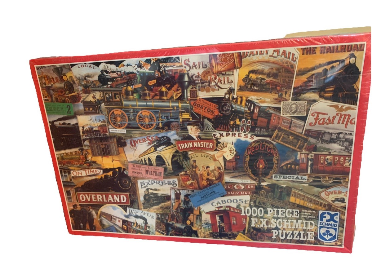 SCHMID  パズル 1992 FX Schmid 1000 PC Jigsaw Puzzle All Aboard USA 90008