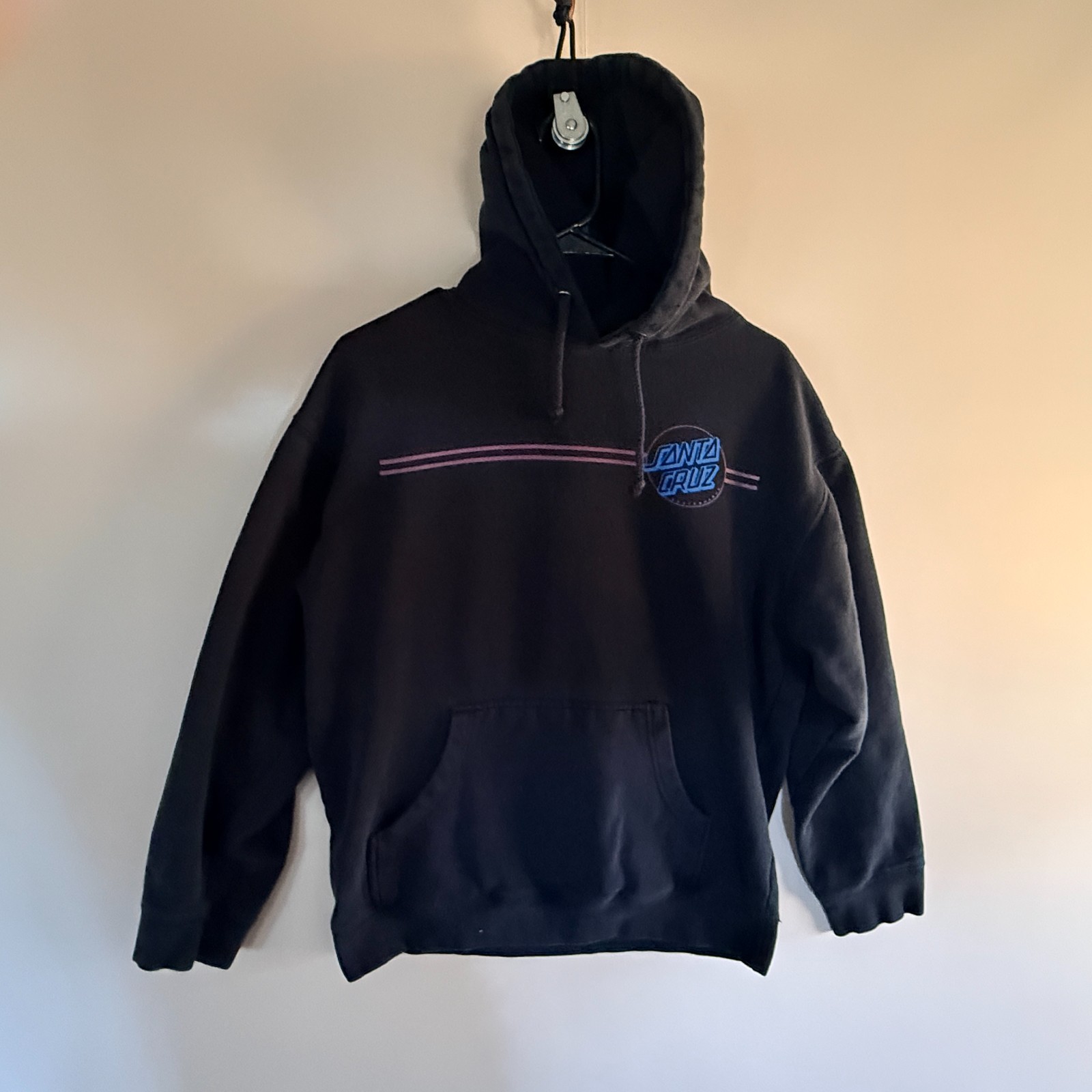 Santa Cruz Black Graphic Print Hoodie Hoody Pullover Men's S