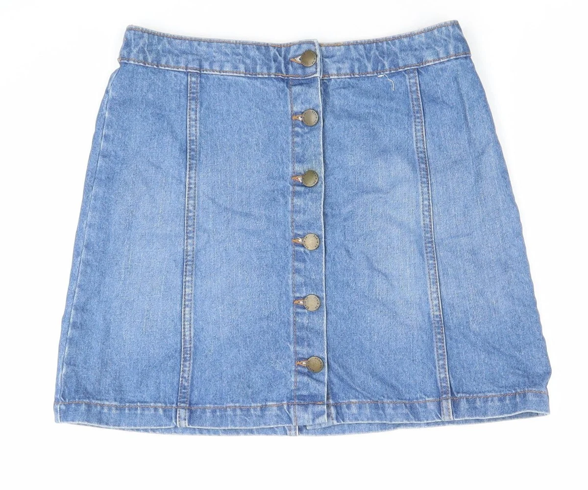 Jupe A-Line Denim & Co. Taille 4 - Bleu Mélange Coton - État Parfait