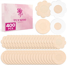 400P Disposable Nipple Covers, 200 Petal  200 round Non-Woven Pasties, Beige