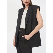 Gilet blazer donna misto lino nero montatura TAGLIA L