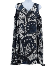 Marina Rinaldi Persona Butterfly Midi Dress US 20 Flutter Panels Italian Luxury