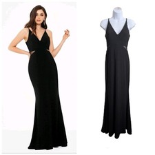 Xscape Illusion Inset Gown Maxi Dress Strappy Sleeveless Slim Fit Formal Party 4