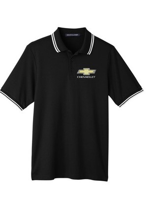 Chevy Late Model Bowtie GM Men's CrownLux Performance  Plaited Tipped Polo