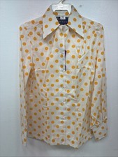 New Women  s Panhandle Slim Yellow Polkadot Long Sleeve Pearl Snap Size 35 KK-8