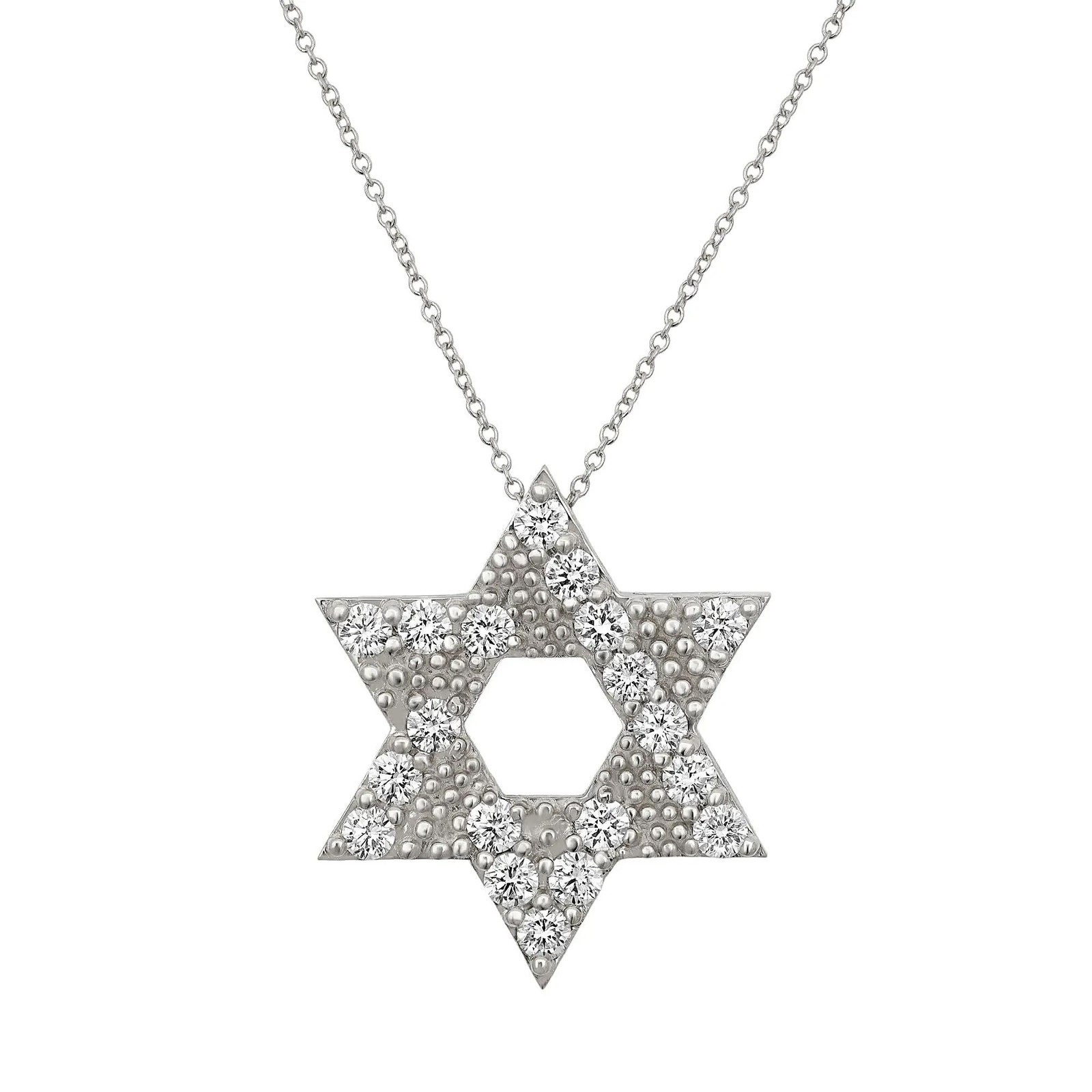 Star Of David Lab Grown Diamond Pendant Necklace 14K White Gold 1.71Cttw