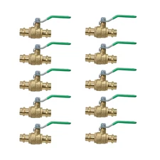 10 Pack XFITTING 1/2" Press Ball Valve, Lead Free Brass, Full Port, ProPress