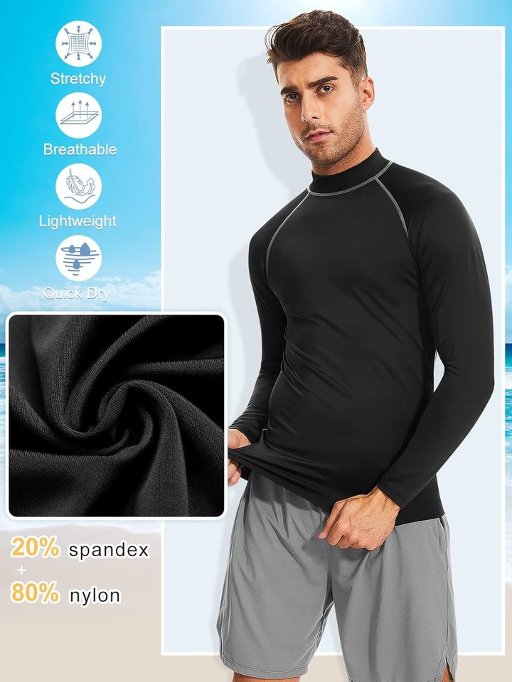 Rash Guard for Men, Men's Rash Guard Long Sleeve Swim Shirts - UPF 50 ...